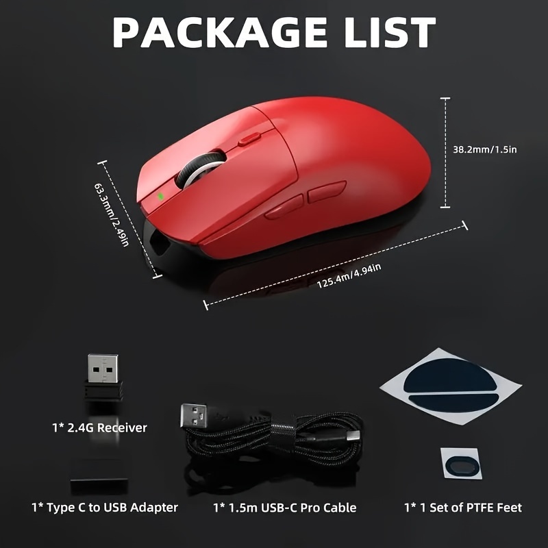 aj139 gaming mouse ultra lightweight 59g with dual mode type c wired 2 4ghz usb receiver up to 26000dpi 6 programmable button ergonomic for ps4 details 0