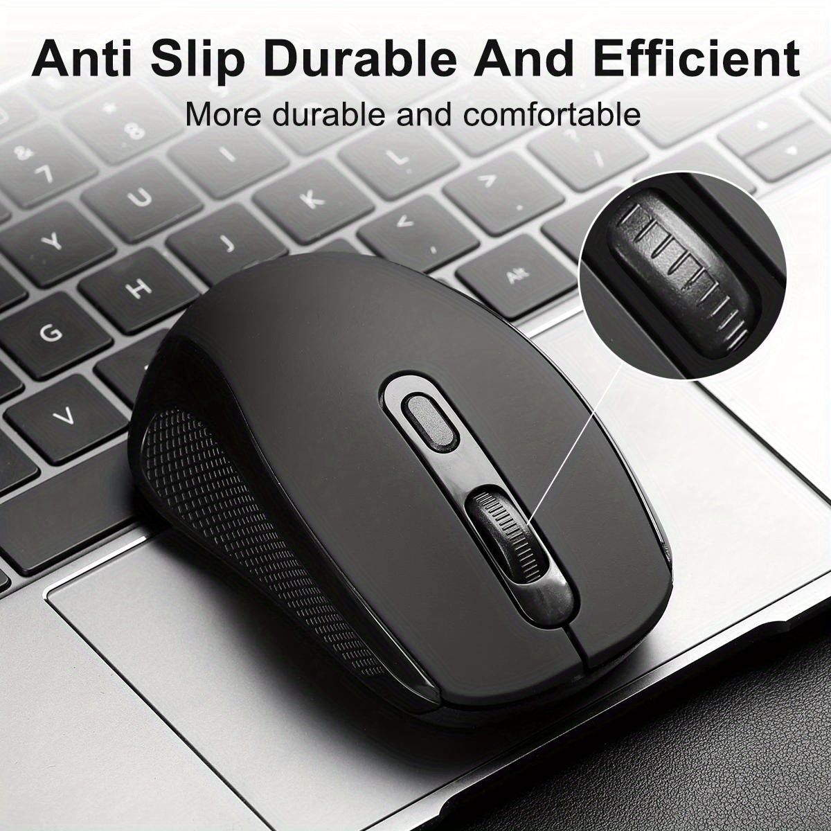 ergonomic 2 4g wireless mouse streamlined body design plug and play stability with low latency portable for laptop plastic material wireless functionality no battery included details 1