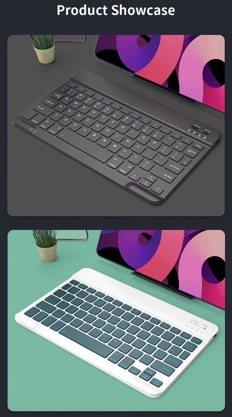 wireless keyboard for tablets multi device compatibility rechargeable battery right handed use auto sleep mode details 5