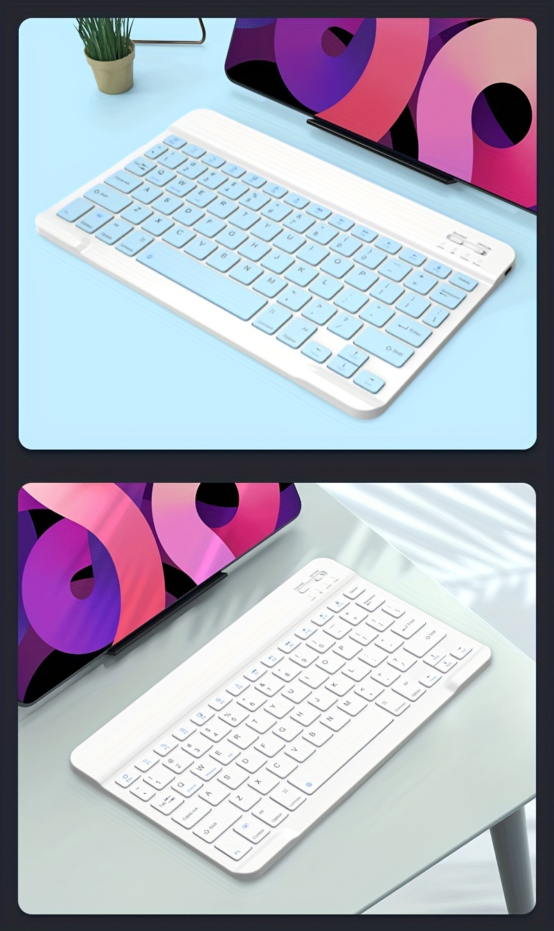 wireless keyboard for tablets multi device compatibility rechargeable battery right handed use auto sleep mode details 6