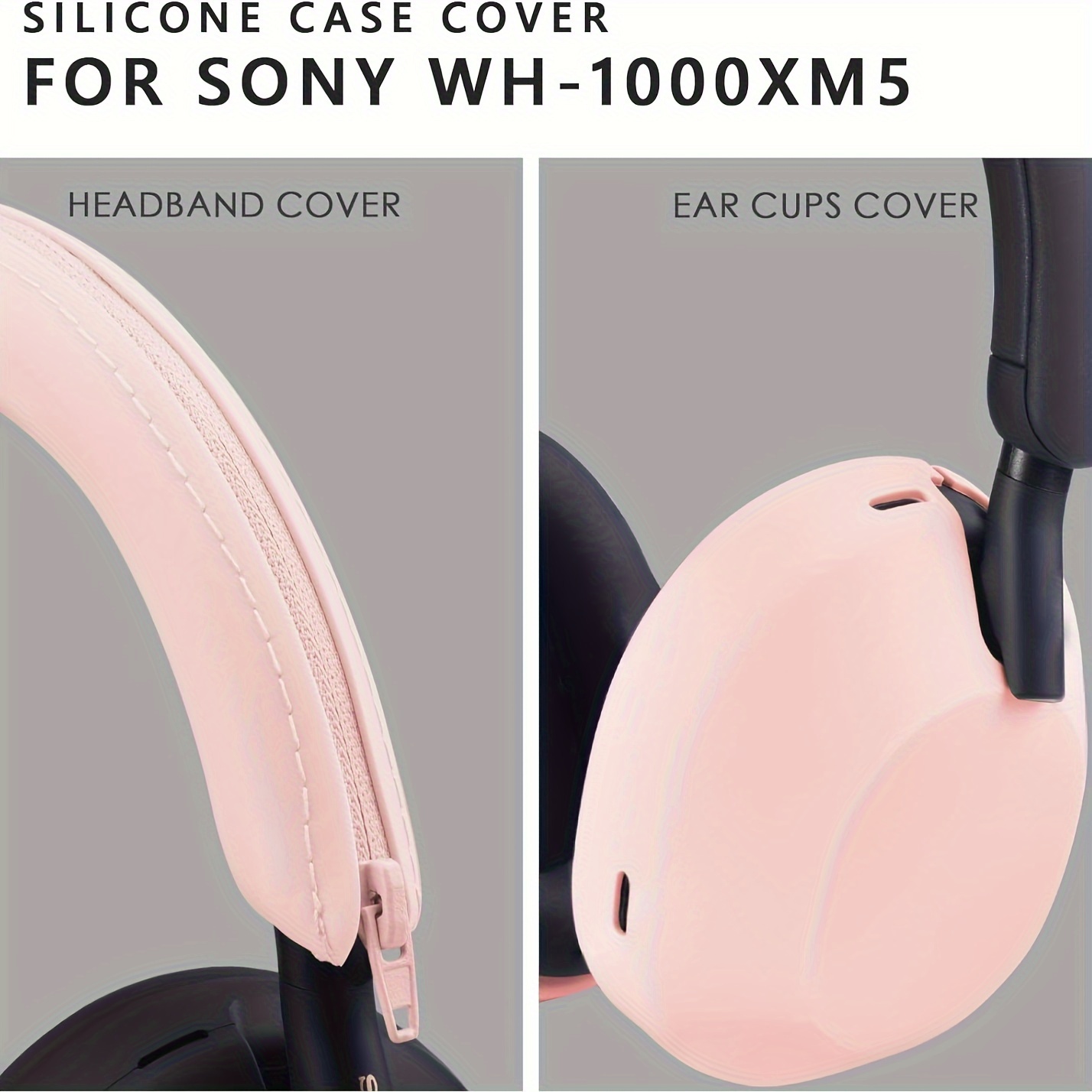 silicone case for xm5 wireless headphones protective case cover pink details 1