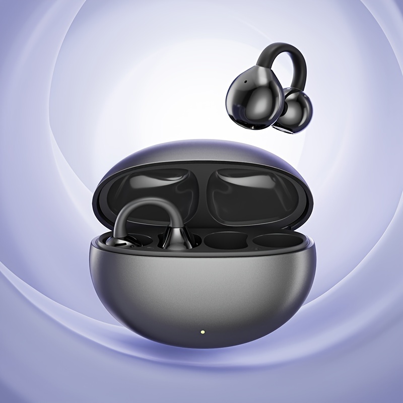 open ear clip wireless earplug 5 4 built in microphone with ear hook and ear hook for sports earphone wireless charging box details 2