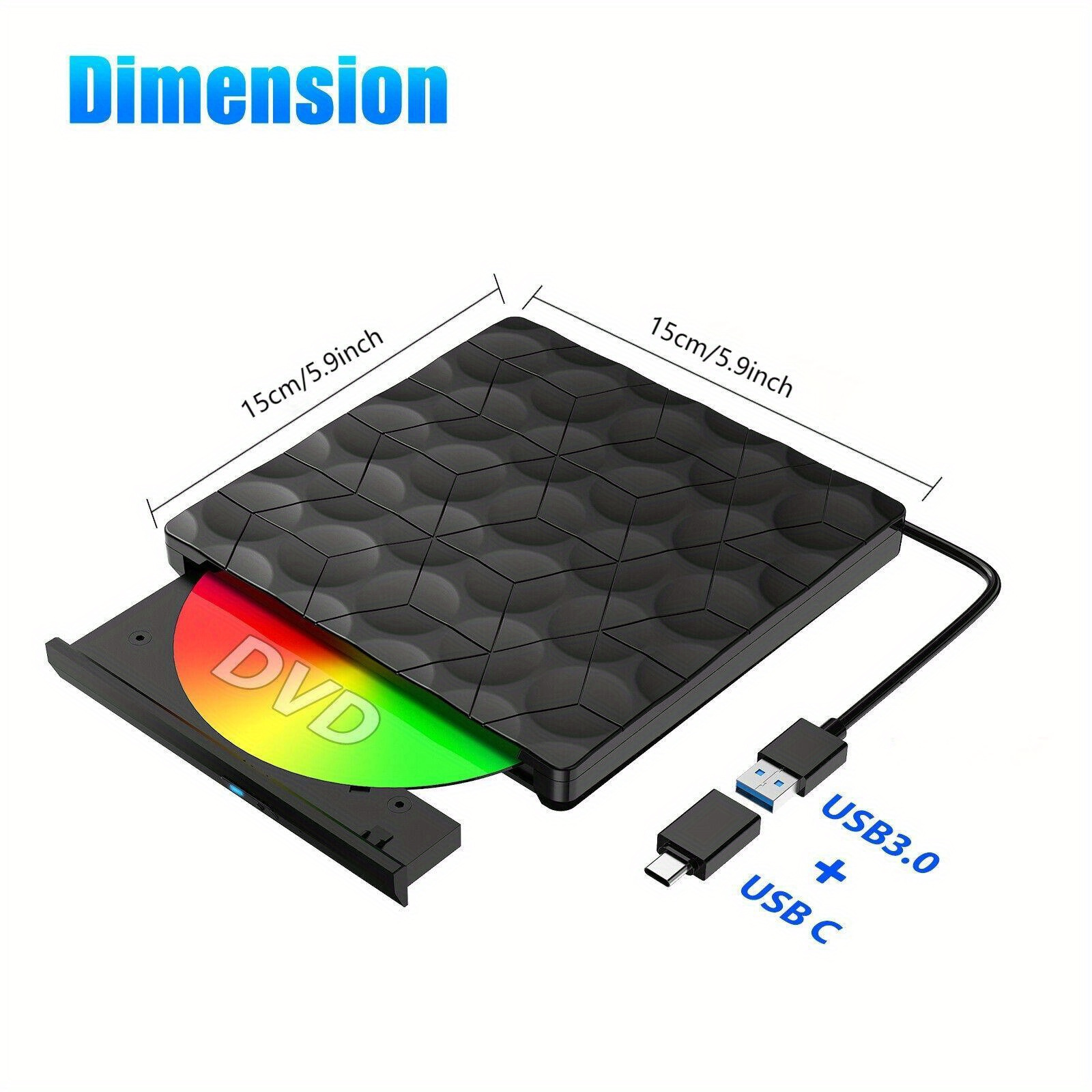 external cd dvd rw burner optical drive usb 3 0 and type c driver free high speed read write recorder portable slim optical disk drive for laptop notebook pc desktop computer details 3