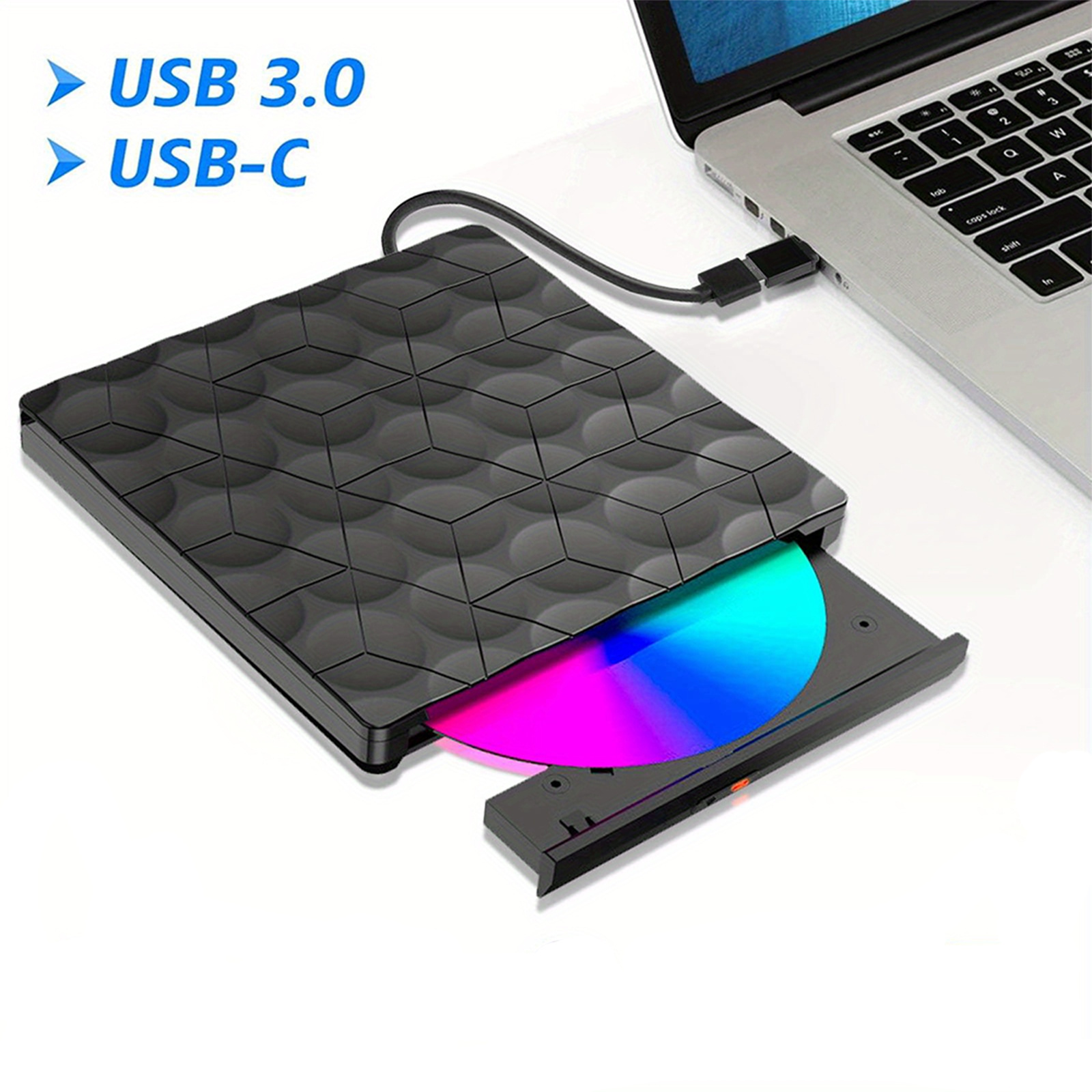 external cd dvd rw burner optical drive usb 3 0 and type c driver free high speed read write recorder portable slim optical disk drive for laptop notebook pc desktop computer details 4